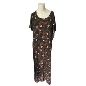 STUDIO EASE Casual Comfy Petite Coffee Brown Short Sleeve Dress 100% Rayon Sz 14